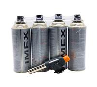 i-mex Imex Bunsen - Soplete de soldadura Piezo (juego de 4 cartuchos de gas)