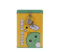 I-TOTAL® Hucha Divertida con candado y Llave, Hucha de Metal con Cierre (Hello Dino)