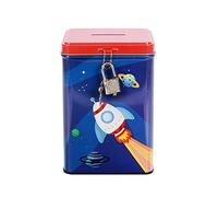I-Total® - Hucha Divertida con candado y Llave, Hucha de Metal con Cierre (Space Adventures)