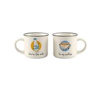 I-TOTAL - Matchy Duo - Juego de 2 tazas de café de cerámica 90 ml, tazas expreso diseño original, idea regalo (Coffee & Milk)
