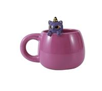 I-TOTAL® - Taza de Cerámica con Animales de Cerámica en el Borde, Taza para Té o Café (MYSTICAT)