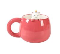 I-TOTAL® - Taza de cerámica con animales de cerámica en el borde, taza para té o café (UNICORN) 450 ml