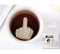 I-TOTAL® - Taza de cerámica de té/café con dibujos 3D interiores 9 x 8,5 x 9 cm (DEDO MEDIO) 300 ml