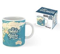 I-TOTAL - Taza de cerámica para café o té de 300 ml para uso doméstico/Taza de café (Blue Maps)