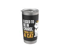 I Used To Be in Charge, Then I Got a Cat - Sarcastic Quote Vaso térmico de acero inoxidable de doble pared