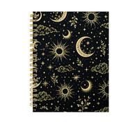 iampanda Spiral Journal Notebook,Strong Twin-Wire Binding with Premium Paper for Women,60 Sheets A5 College Ruled Notebook/Journal,Perfect for School Office Home Gifts,Moon Sun Stars