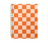 iampanda Spiral Journal Notebook,Strong Twin-Wire Binding with Premium Paper for Women,60 Sheets A5 College Ruled Notebook/Journal,Perfect for School Office Home Gifts,Orange Cream Checkerboard