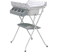 ib style® KOA 2-en-1 Cambiador con bañera | Cambiador móvil | Plegable | Gran superficie de cambio | Cambiador para bebés y niños pequeños | MY LITTLE FARM GRIS