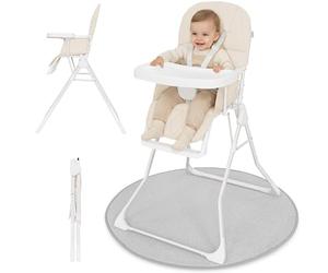 IB STYLE Trona Bebé Leno - Silla de Comer Plegable y Ahorra Espacio, Evolutiva con Bandeja y Reposapiés, Arnés de 5 Puntos, Asiento Acolchado, Fácil de Limpiar, de 6 Meses a 3 Años (15 kg), Beige