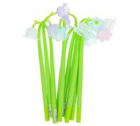 ibasenice 10 Piezas Bolígrafo de Gel Forma de Flor de Lirio, Tinta Negra 0.5mm, Material Plástico y Silicona, Escritura Suave y Cómoda para Estudiantes, Obsequio Adecuado Color Aleatorio