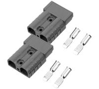 ibasenice 2 Juegos Enchufe de 600 V, Conector 2p 50a para Corriente DC | PC y Cobre Plateado, 6-12 Awg, Desconexión Rápida y Bloqueo Seguro, para Baterías y Distribución