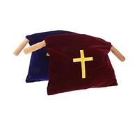ibasenice 2piezas Bolsa de Ofrenda de Terciopelo para Servicios Religiosos Bolsa para Colecta de Iglesia con Asas de Madera para Comunión y Bautismo