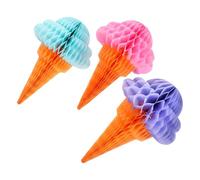 ibasenice Decoraciones de Fiesta Hawaianas 3 Piezas de Colgantes de Bolas de Panal en Forma de Helado de Papel y Metal, Efecto Visual Atractivo para Fiesta Temática Hawaii Color Aleatorio