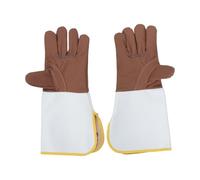 ibasenice Guantes de Protección para Soldadura de Cuero de Vaca y Lona, Resistentes al Calor y Antideslizantes Diseño de Cinco Dedos para Talleres y Chimeneas Color Aleatorio