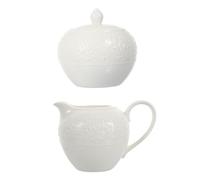 ibasenice Jarra de Leche Diseño Elegante Juego de 2 Piezas y Azucarero de Cerámica Blanco y Fácil de Limpiar para Uso Doméstico y Café