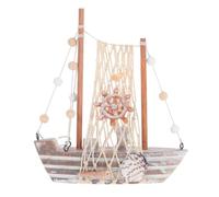 ibasenice Modelo de Barco de Madera, Modelo de Barco de Vela Vintage, Color Madera Clara, Acabado Envejecido, Decoración de Mesa para Salón y Hogar, Obsequio para Aficionados Navegación