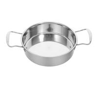 ibasenice Olla de acero inoxidable con doble asa - 19 cm de diámetro, ideal para paella, resistente a la corrosión, para uso en restaurantes, hoteles y hogares.