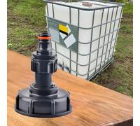 IBC - Adaptador de depósito con válvula de dispensación interna y boquilla de drenaje para conexión de manguera y tubería en riego de jardín y limpieza de vehículos (C)