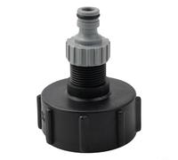 IBC - Adaptador de tanque S60 x 6 a 3/4 pulgadas con grifo de salida para agua de lluvia de 1000 L, conector de rosca gruesa para almacenamiento de agua de jardín, tambor de latón o plástico (conector