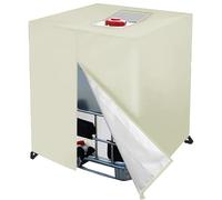 IBC Cubierta para Depósito de Agua Lluvia, 420D Oxford Barrel Tanque Funda Protección Resistente Al Agua Antipolvo Anti UV Lluvia con Cremallera, para Contenedor 1000 L (Beige)