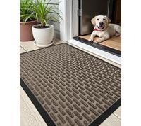 Ibenzoa®: Alfombra lavable para atrapar la suciedad, ideal para interiores y exteriores. Alfombra antideslizante de polipropileno con base de goma, color marrón, 43,5 x 75 cm