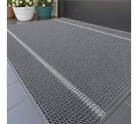 Ibenzoa®: Alfombrilla atrapasuciedad, resistente a la intemperie, antideslizante, para interiores y exteriores, de PVC, 43,5 x 75 cm, color gris