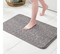 Ibenzoa® Alfombrilla para baño, 50x80 cm – Fabricada con microfibra absorbente, base de TPR antideslizante y espuma viscoelástica, alfombrilla gris para ducha y pies, ideal para baño y salón