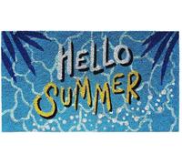 Ibenzoa® Alfombrilla para pies con coco, 40 x 70 cm, 100% fibra de coco, 1,8 cm de grosor, base de PVC antideslizante, diseño de bienvenida para el verano