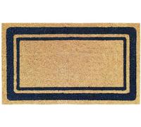 Ibenzoa® Alfombrilla para pies de coco, 100% fibra de coco, 40 x 70 cm, con borde azul, base de goma, antideslizante e impermeable, para uso interior y exterior