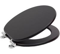 Ibenzoa® Asiento de inodoro con sistema de cierre suave – Núcleo de madera MDF, color , bisagras de acero inoxidable, 43,5 x 37,8 x 5 cm, distancia de fijación de 10,5–20 cm