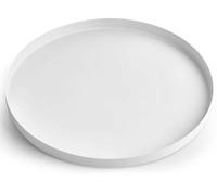 Ibenzoa® Bandeja redonda de metal decorativa, diámetro 30 cm, color blanco mate, diseño escandinavo – incluye 3 antideslizantes