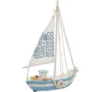 Ibenzoa® Barco de vela de madera detallado, 21,5 x 28 cm – Decoración y juguete con 13 LEDs de luz cálida, funciona con pilas, accesorio náutico para el hogar, ideal para salones, dormitorios y oficin