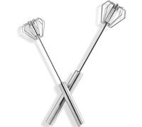 Ibenzoa® Batidora de mano – batidora rotativa manual de acero inoxidable, con 2 varillas (30,5 cm y 25,4 cm) para preparar café, batidos y salsas