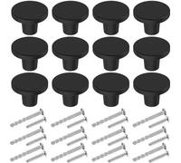 Ibenzoa® - Botones redondos para muebles, 25 mm - Juego de 12, botones s para armarios y cajones de latón, acabado dorado cepillado, incluye tornillos de 27,5/42 mm