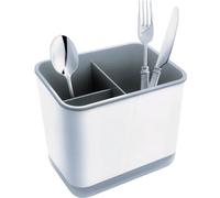 Ibenzoa®: Cesta multifuncional para cubiertos con escurridor – 3 compartimentos, recipiente compacto para cubiertos de PP y PS, color gris, 14,7 x 10 x 13,6 cm
