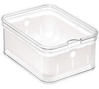 Ibenzoa®: Contenedor transparente para organizar la nevera, ideal para frutas y verduras, con escurridor, fabricado en plástico libre de BPA, dimensiones: 21,1 x 16,1 x 9,9 cm, portátil