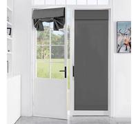 Ibenzoa® Cortina para puerta de entrada, 66 x 173 cm, gris, 100% poliéster. Se adhiere con velcro, diseño de tiras y apariencia de persiana francesa. Ofrece protección visual y regulación de la luz