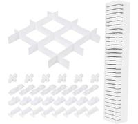 Ibenzoa® Divisores ajustables para cajones, juego de 10 unidades, 40,5 x 5 cm, plástico PP, color blanco – incluye 6 separadores transversales, 8 clips de sujeción, 8 separadores longitudinales y 8 se