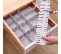 Ibenzoa® Divisores de cajón ajustables de plástico – 16 unidades, color blanco | Organizadores flexibles para cajones, ideales para calcetines, ropa interior y cosméticos