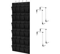 Ibenzoa® Estante colgante para zapatos con 24 compartimentos y 4 ganchos – organizador para puertas que ahorra espacio, con compartimentos de malla y ventanas transparentes, plegable, color