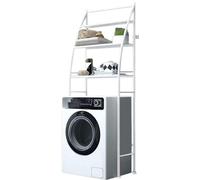 Ibenzoa® Estantería de almacenamiento compacta e impermeable con 3 estantes, ideal para colocar sobre lavadoras o mini refrigeradores, con tubos de acero lacados en blanco, dimensiones: 170 x 62 x 25 