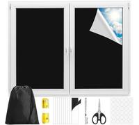 Ibenzoa® Estor oscurecedor sin taladro, 200 x 147 cm, fabricado en tela Oxford impermeable, con un reverso plateado reflectante, incluye tiras de velcro y almohadillas adhesivas, ideal para ventanas d