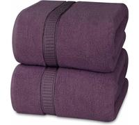 Ibenzoa® Extra Luxe, juego de 2 toallas de baño grandes – 100% algodón hilado en anillo, 90 x 180 cm, con lazada para colgar, color ciruela