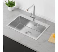 Ibenzoa® - Fregadero de acero inoxidable para cocina, 65 x 45 cm. Fregadero empotrable de acero inoxidable 304 con orificio para grifo, dosificador de jabón, sifón y conexión universal. Dimensiones in