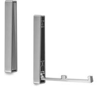 Ibenzoa®: Ganchos abatibles de pared que ahorran espacio, fabricados en metal cromado mate, con dimensiones de 120x16x15 mm (112 mm cuando están desplegados), distancia entre agujeros de 70 mm, e incl
