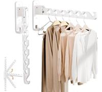 Ibenzoa® Ganchos abatibles para ropa, giratorios 180°, aluminio, 34 x 13 cm, juego de 2 unidades, montaje en pared con o sin taladro, color plateado