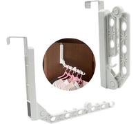 Ibenzoa® - Ganchos plegables para colgar ropa: ganchos para puertas que ahorran espacio, ideales para balcones y dormitorios, capacidad de 5 kg, juego de 2 unidades, color blanco