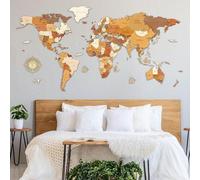 Ibenzoa® Globo terráqueo tridimensional de madera, diámetro 20 cm, altura 28 cm. Fabricado en madera maciza (madera dura o blanda), con acabado resistente al agua, posibilidad de grabado, incluye cabl
