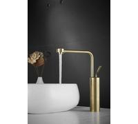 Ibenzoa® Grifo de lavabo de alta calidad, color dorado – Fabricado en latón, con cartucho cerámico, caño giratorio de 360°, antiligero, robusto y fiable, ideal para un baño moderno