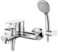Ibenzoa®: Grifo moderno para baño con ducha de mano y sistema de ducha, grifo monomando para bañera, acabado cromado de alto brillo, 5 tipos de chorro, válvula de latón y cerámica